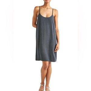 Splendid Sunny Linen Blend Short Dress Adjustable Strap Charcoal Gray S NWT